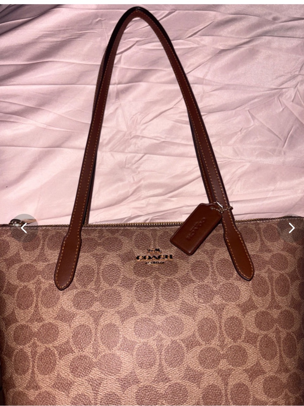 Coach Brown Signature Canvas Tote with Leather Trim